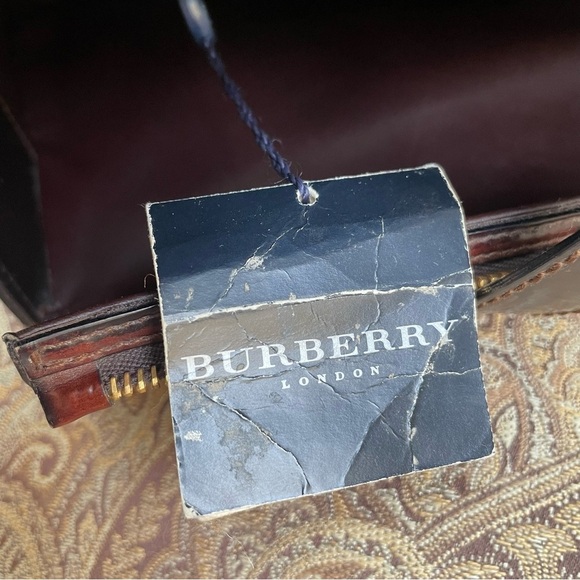 VTG Rare Burberry Brown House Check Top Handle Structured Bag Authentic w/ COA - Picture 14 of 16